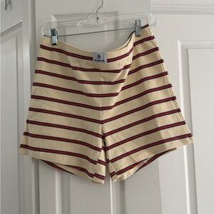 Parker Women's Athletic Shorts in Cream with Black and Red Stripes